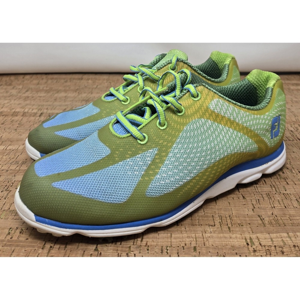 Footjoy Golf Shoes FJ EmPower Womens 8.5W Spikeless Lightweight Green Blue 98001 - Picture 2 of 10
